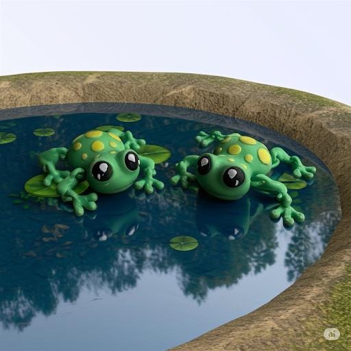 Adorable Pond Frog Figurine